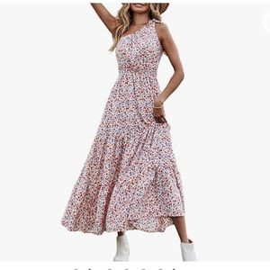 Flowy Boho One Shoulder Floral Maxi Dress